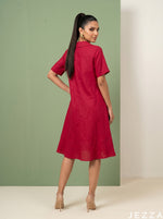 Load image into Gallery viewer, Scarlet Ease: Red Slub Polycotton Dress 82891