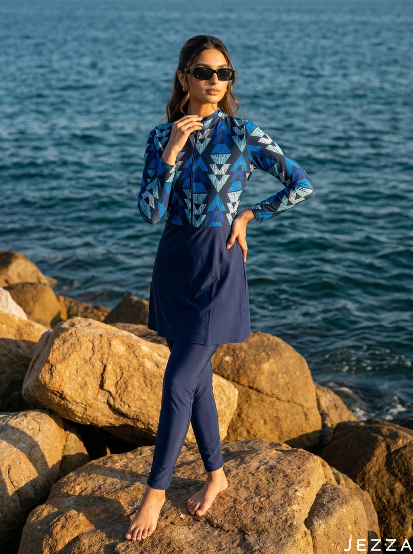 Coastal Motion: Geometric Swimwear Set 89792