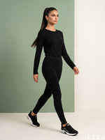 Load image into Gallery viewer, Core Stretch: Black Jersey Leggings 87063