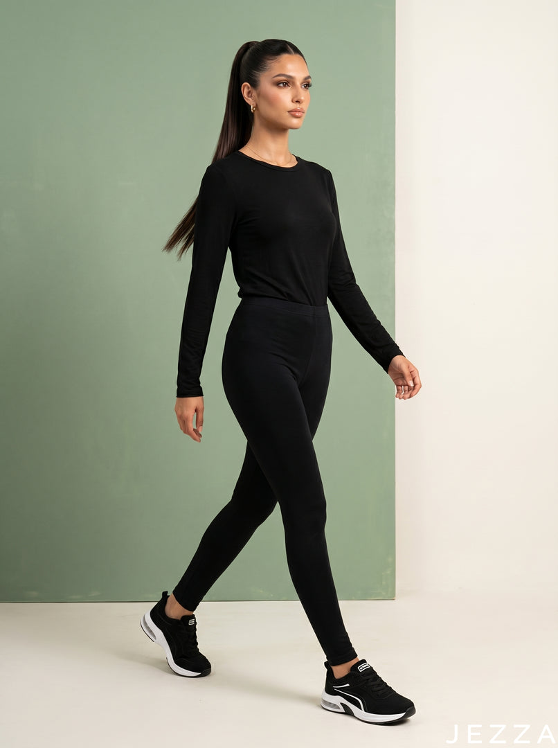 Core Stretch: Black Jersey Leggings 87063