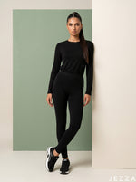 Load image into Gallery viewer, Core Stretch: Black Jersey Leggings 87063