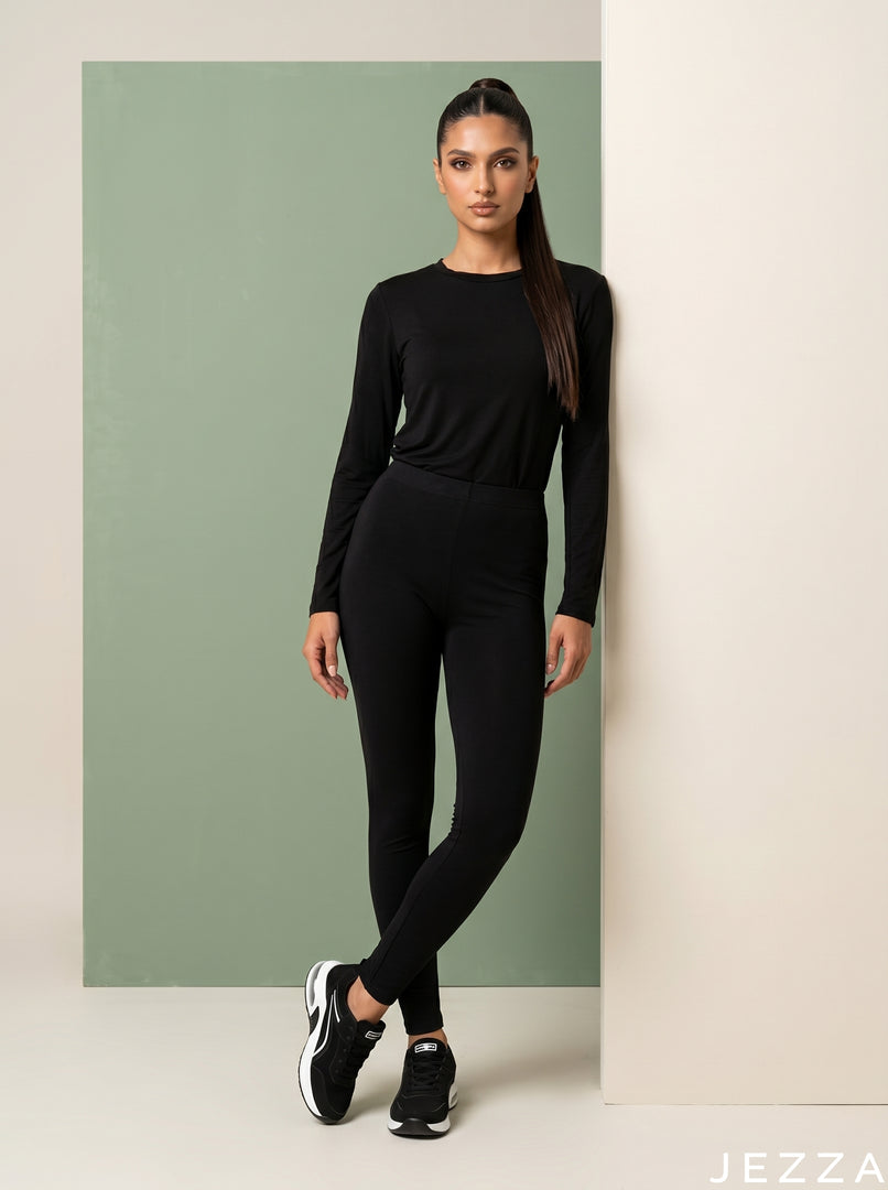 Core Stretch: Black Jersey Leggings 87063
