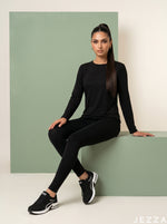 Load image into Gallery viewer, Core Stretch: Black Jersey Leggings 87063