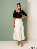 Load image into Gallery viewer, Noir Veil: Black Organza Crop Top 87291