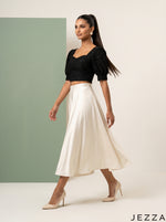 Load image into Gallery viewer, Noir Veil: Black Organza Crop Top 87291