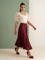 Ivory Bloom: White Embroidered Crop Top 86881