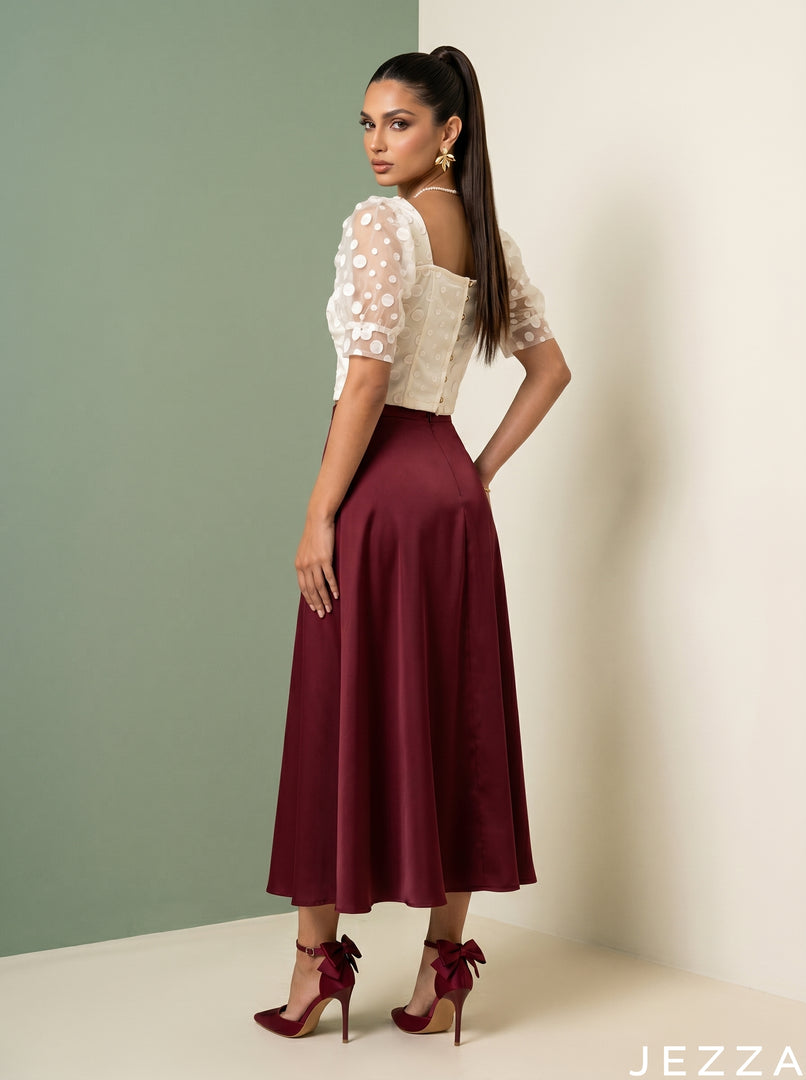 Ivory Bloom: White Embroidered Crop Top 86881
