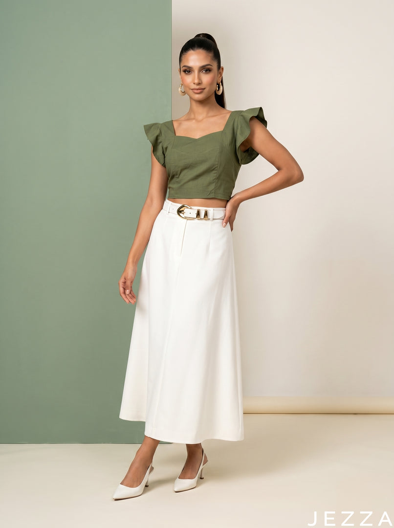 Verdant Romance: Fern Cotton Crop Top 86932