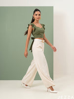 Load image into Gallery viewer, Verdant Romance: Fern Cotton Crop Top 86932