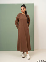 Load image into Gallery viewer, Cinnamon Drift: Brown Rib Knit A-Line Dress 77211