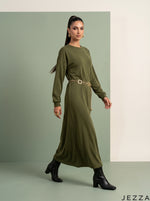 Load image into Gallery viewer, Olive Horizon: Rib Knit A-Line Dress 77212