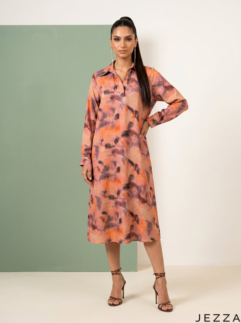 Abstract Flow: Watercolor Jacquard Knee Top 82741