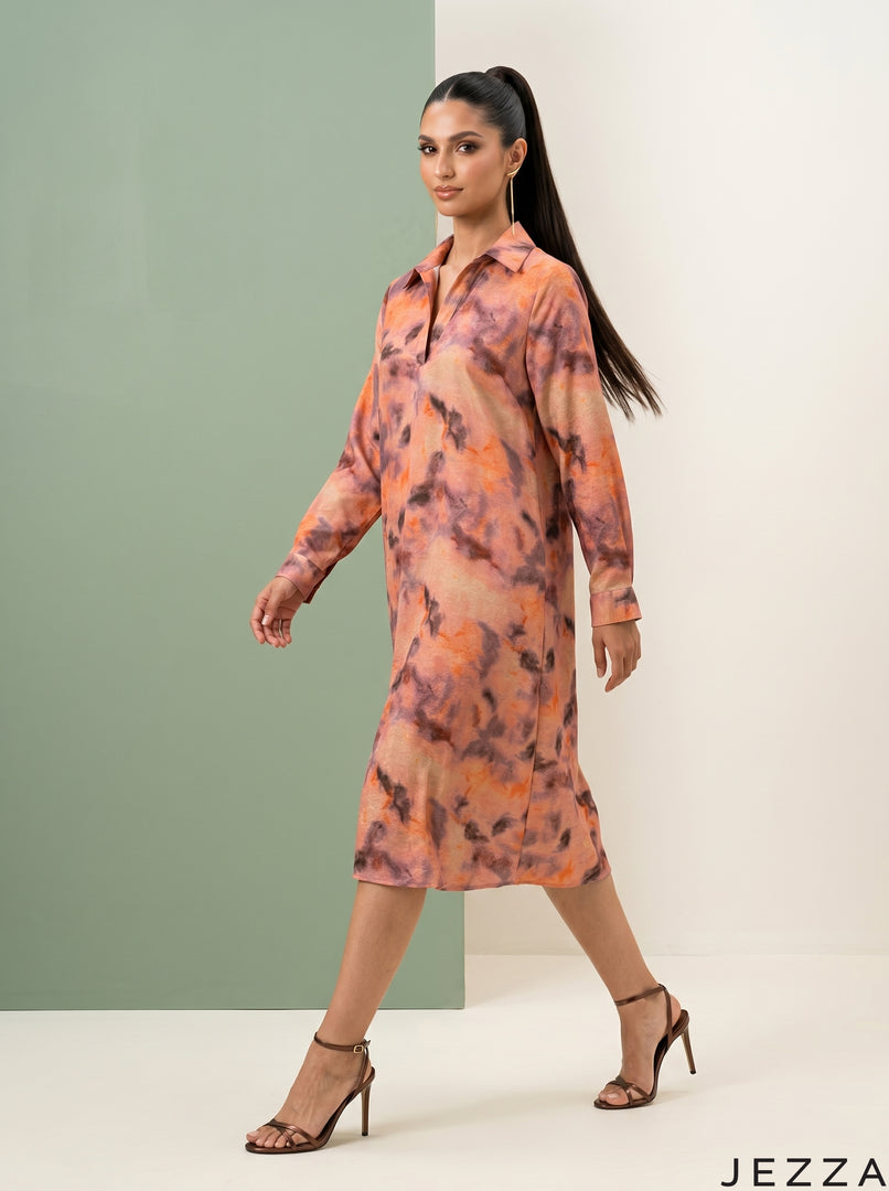 Abstract Flow: Watercolor Jacquard Knee Top 82741