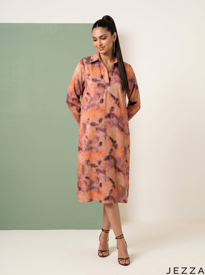 Abstract Flow: Watercolor Jacquard Knee Top 82741