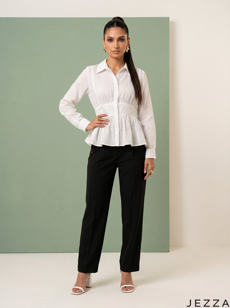Fresh Canvas: White Slub Polycotton Hip Top 82282
