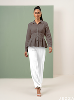 Load image into Gallery viewer, Desert Stone: Fossil Slub Polycotton Hip Top 82283