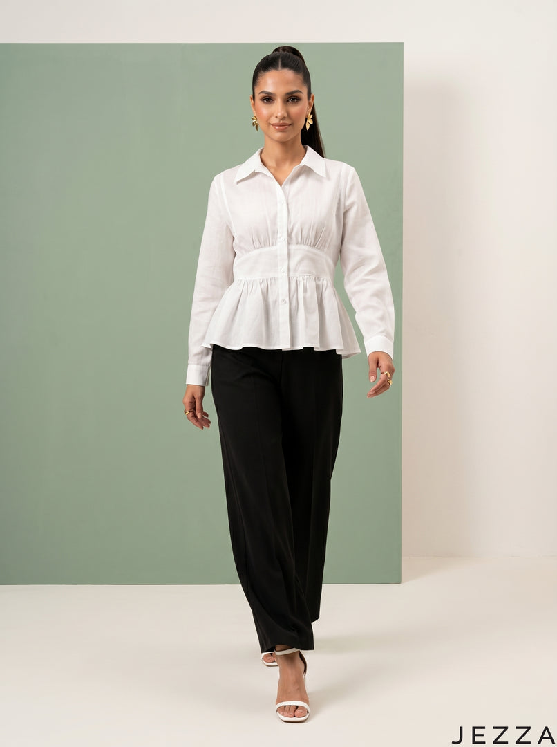 Fresh Canvas: White Slub Polycotton Hip Top 82282