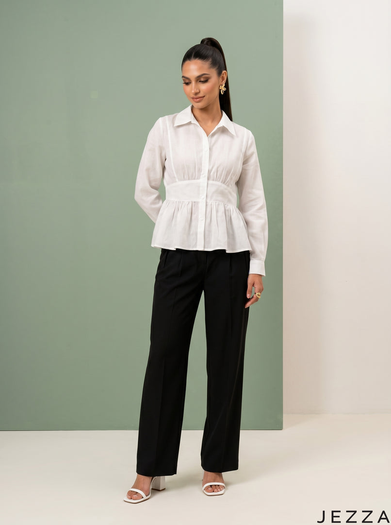 Fresh Canvas: White Slub Polycotton Hip Top 82282