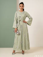 Load image into Gallery viewer, Glow Garden: Green Embroidered Maxi Dress 83241