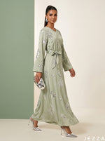 Load image into Gallery viewer, Glow Garden: Green Embroidered Maxi Dress 83241