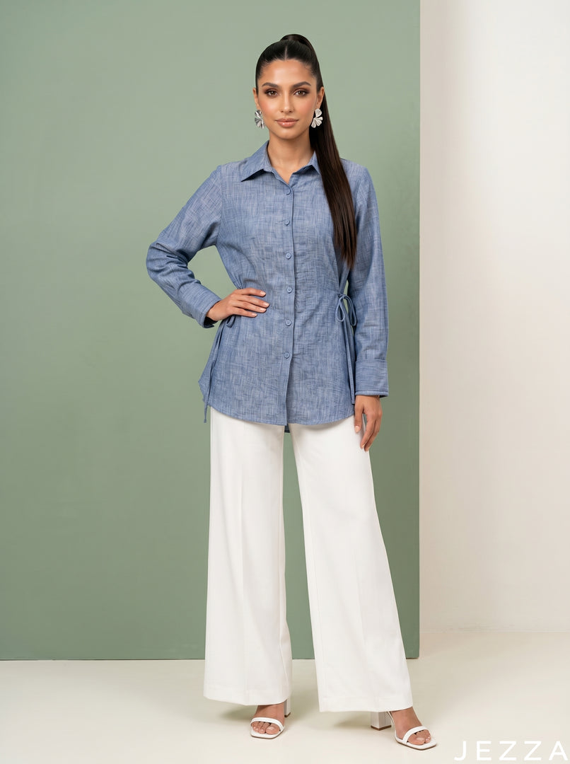 Denim Mist: Light Blue Cotton Top 86951