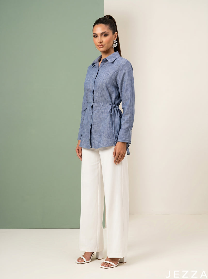 Denim Mist: Light Blue Cotton Top 86951