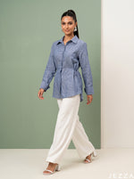 Load image into Gallery viewer, Denim Mist: Light Blue Cotton Top 86951