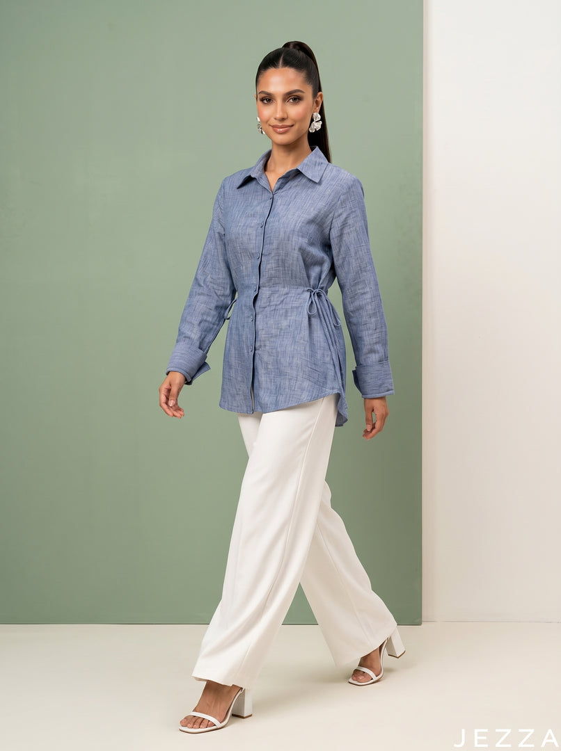 Denim Mist: Light Blue Cotton Top 86951