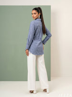 Load image into Gallery viewer, Denim Mist: Light Blue Cotton Top 86951
