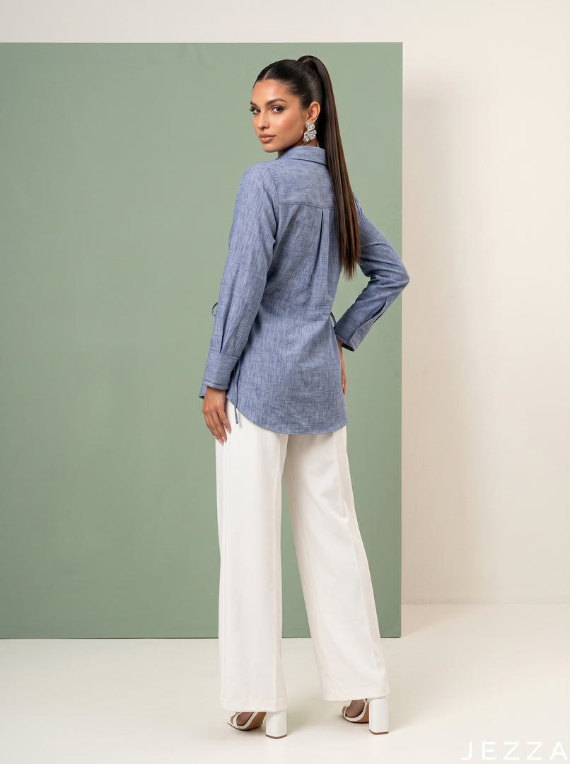 Denim Mist: Light Blue Cotton Top 86951