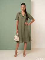 Load image into Gallery viewer, Verdant Daily: Fern Slub Polycotton Dress 82892