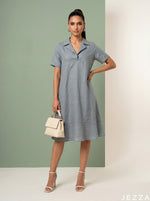 Load image into Gallery viewer, Skyline Ease: Light Blue Slub Polycotton Dress 82893