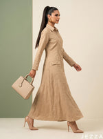Load image into Gallery viewer, Lustre Beige: Brocade A-Line Dress 87842