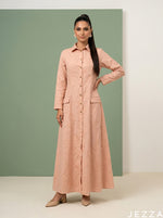 Load image into Gallery viewer, Gilded Blush: Champagne Pink Brocade Dress 87841
