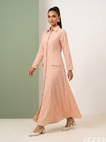 Load image into Gallery viewer, Gilded Blush: Champagne Pink Brocade Dress 87841