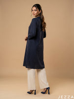 Load image into Gallery viewer, Modern Ease: Midnight Blue Knee Top 72731