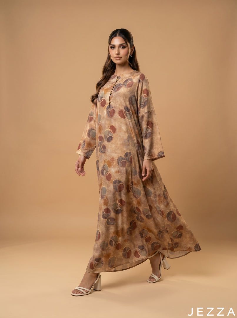 Woven Bloom: Mandarin Collar Dress 83281