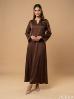 Load image into Gallery viewer, Coffee Glow: Satin A-Line Maxi Dress 77931