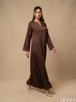 Load image into Gallery viewer, Coffee Glow: Satin A-Line Maxi Dress 77931