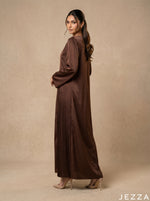 Load image into Gallery viewer, Coffee Glow: Satin A-Line Maxi Dress 77931