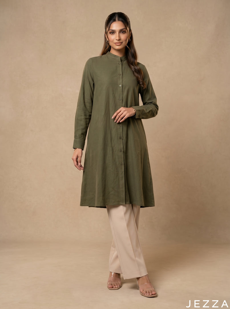 Moss Grove: Mandarin Collar Knee Top 76601