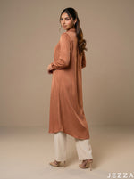 Load image into Gallery viewer, Peach Glow: Collared Midi Length Top 82382