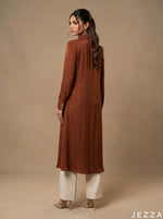 Load image into Gallery viewer, Rust Ember: Collared Midi Length Top 82381