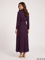 Load image into Gallery viewer, Plum Elegance: Poly Cotton A-Line Dress 90371