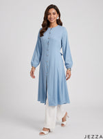 Load image into Gallery viewer, Sky Breeze: Light Blue Cotton Knee Top 81083