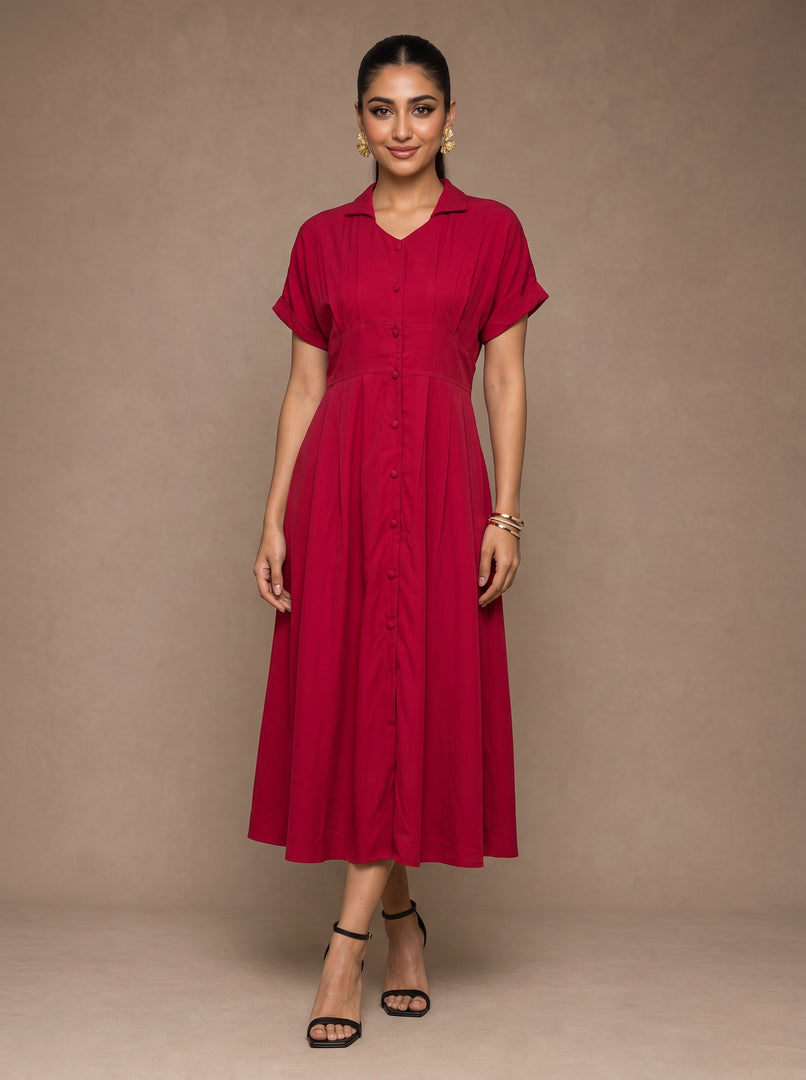 Ruby Collar: Cotton Midi Dress 87701