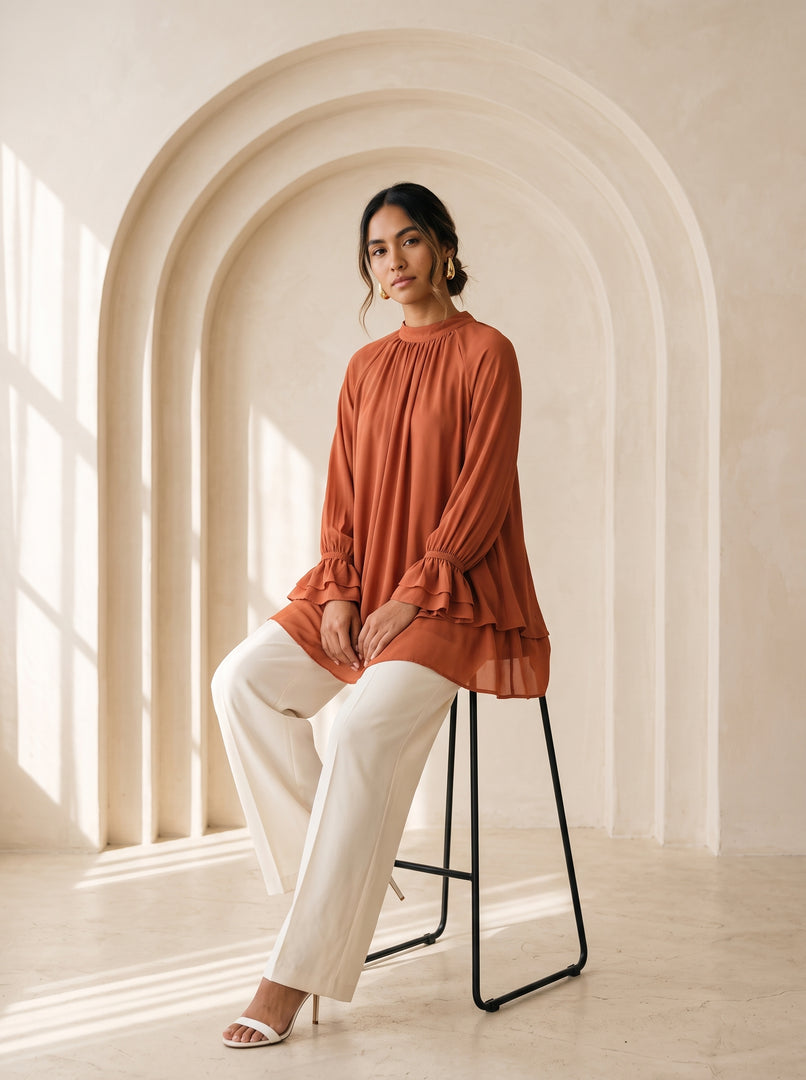 Orange High Neck Top 90151