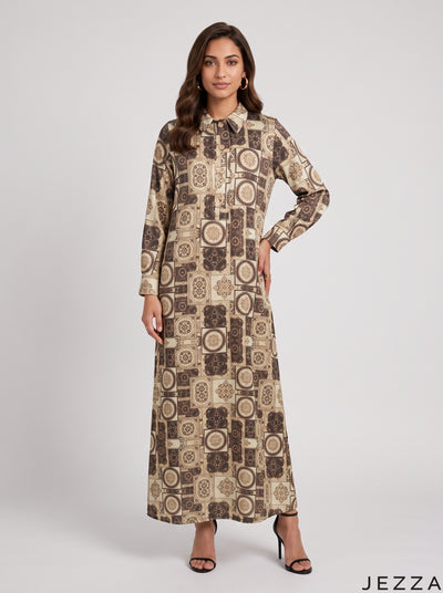 Patchwork Poetry: Satin A-Line Dress 90451
