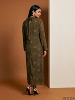 Load image into Gallery viewer, Leaf Whisper: Abstract Chiffon A-Line Dress 88271