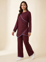 Load image into Gallery viewer, Dark Maroon Draped Co-ord Set 90021/90031
